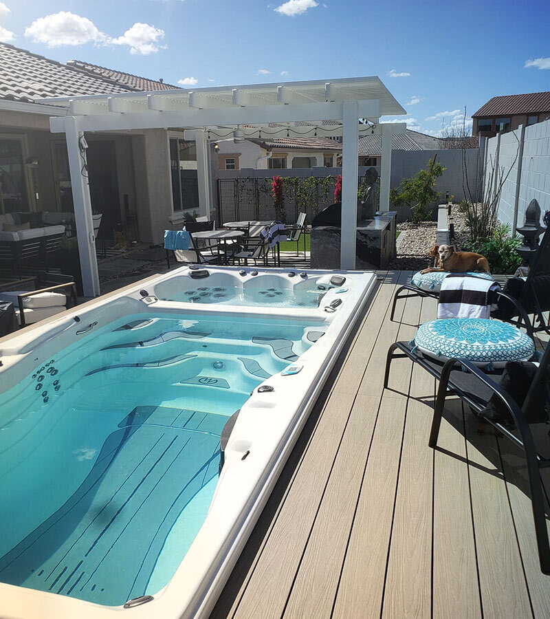 A swim spa can requires less space for installation, and it’s ideal for hilly or small yards