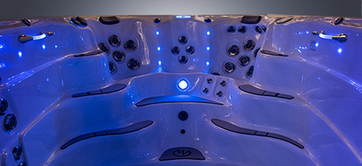 LED lighting on a h2x swim spa