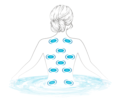 Ilustración que muestra dónde señala el sistema de terapia biomagnética