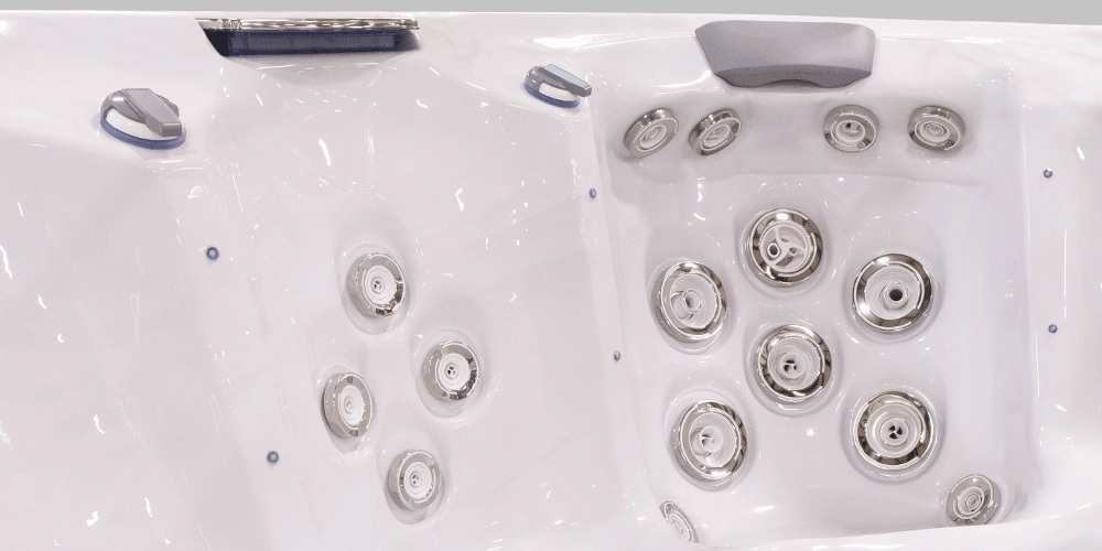 Therapeutic jets in a Trainer 12 H2X Fitness Swim Spa.